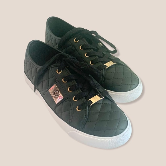 G by Guess Black & Gold Quilted Sneakers Size: 7.5 - Picture 2 of 14